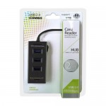 USB 2.0 HUB 3 Port with Card Reader A520 Combo Black
